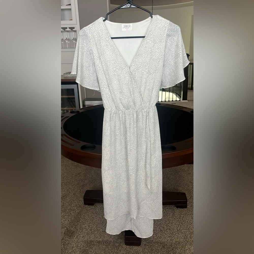 White with Black Dots Midi Dress